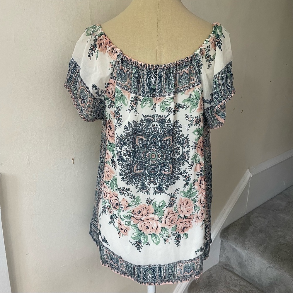 Joie Multicolor Taj Silk Floral Short Cap Sleeve Blouse Size XXS 3638-T5592 - Picture 7 of 12